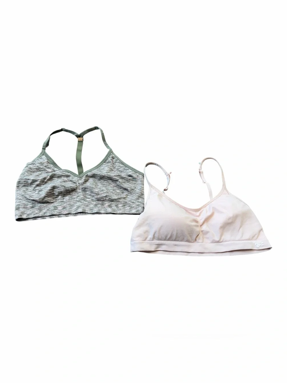 Justice Girls Training Sports Bras, Set Of Two, Green Pink, Size Medium 36/38